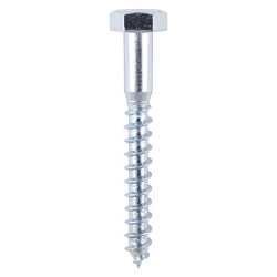 TIMCO Coach Screws Hex Head Silver - 6.0 x 50 - Heavy duty woodscrew used for timber to timber applications, ironmongery attachment, or masonry with a nylon plug. Thread length is approximately 2/3 of overall screw length.